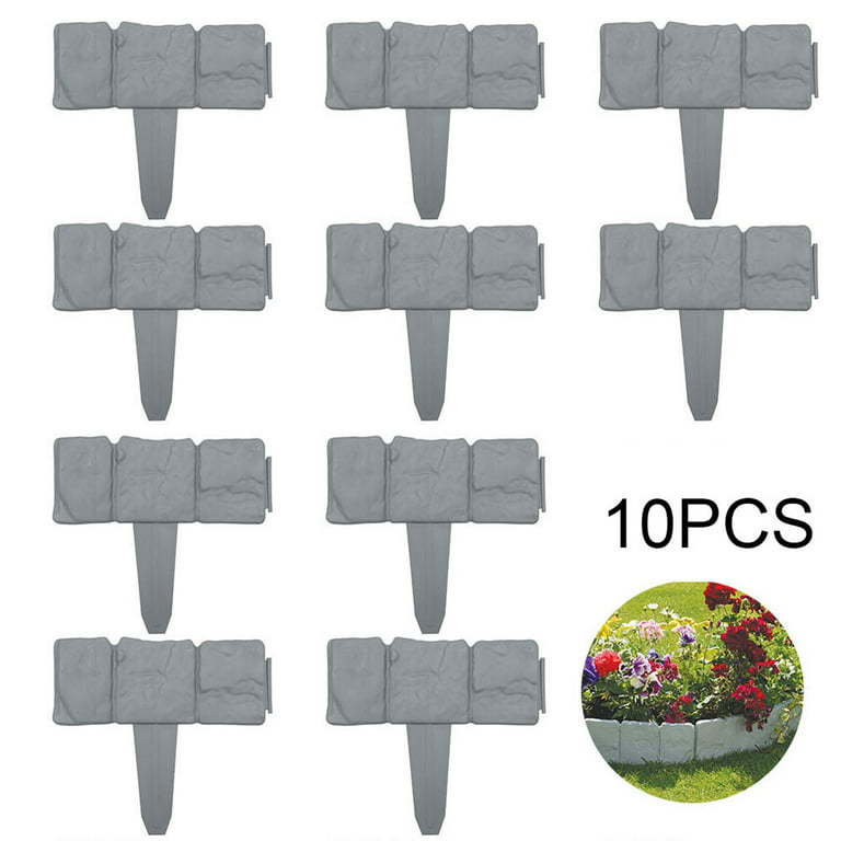 1-40x Grey Stone Effect Plastic Lawn Grass Edging Garden Plant Flower Bed Border